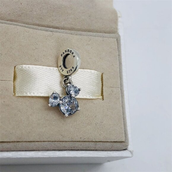 🧜🏾♀️🎀Pandora Disney Mickey Mouse Sparkling Head Silhouette Dangle Charm - Picture 3 of 5